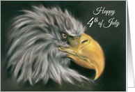 Fourth of July Dramatic Bald Eagle in Profile Pastel Artwork card