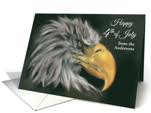 Personalized Fourth of July From Our Home Dramatic Bald Eagle Art card