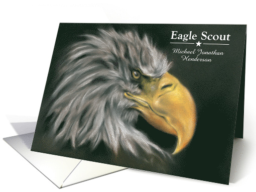 Personalized Eagle Scout Congratulations Dramatic Bald Eagle Art card