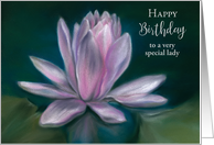 Custom Birthday for Her Pink Water Lily Pastel Artwork card