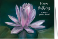 Personalized Friend Birthday Pink Water Lily Pastel Artwork card