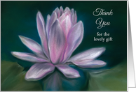Personalized Thank You for Gift Pink Water Lily Pastel Art card