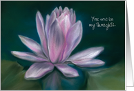 Custom Thinking of You Pink Water Lily on Pond Pastel Artwork card