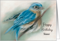 Personalized Birthday Relative Sister Bluebird Pastel Bird Artwork card