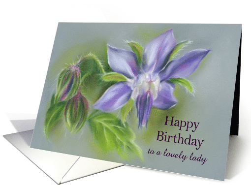 Personalized Birthday for Her Borage Flowers Herbal Pastel Art card