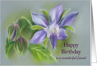 Custom Birthday for Friend Borage Flowers Herbal Pastel Art card