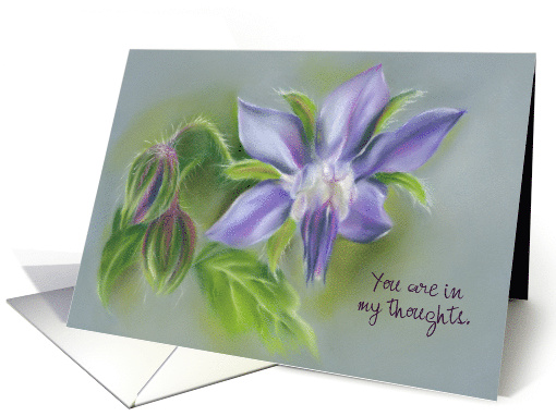 Custom Thinking of You Borage Flowers Herbal Pastel Art card (1628292)