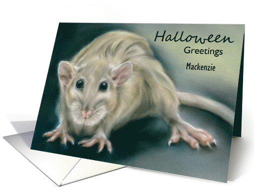 Custom Name Halloween Greeting Spooky Rat Pastel Art M card (1630302)
