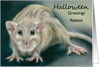 Custom Name Halloween Greeting Spooky Rat Pastel Art M card