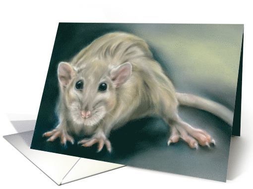 Any Occasion Spooky yet Sweet Rat Pastel Portrait Art Blank card