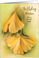 Custom Birthday Wishes for Her Autumn Ginkgo Yellow Leaves Pastel card
