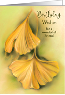 Personalized Friend Birthday Wishes Autumn Ginkgo Yellow Leaves Art card