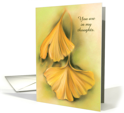 Custom Thinking of You Autumn Ginkgo Yellow Leaves Pastel Artwork card