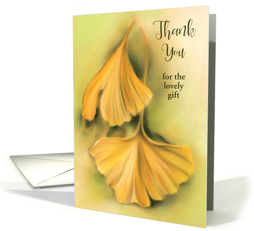 Custom Thank You for Gift Autumn Ginkgo Yellow Leaves Pastel Art card