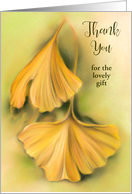 Custom Thank You for Gift Autumn Ginkgo Yellow Leaves Pastel Art card