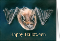 Happy Halloween Dark Nighttime Bat Pastel Artwork card