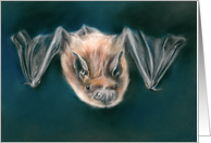 Any Occasion Dark Nighttime Bat Pastel Artwork Blank card