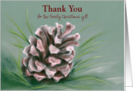Personalized Thanks for Holiday Gift Pine Cone Pastel Artwork card