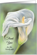Custom Thank You for Gift Graceful Calla Flower White Lily Pastel Art card