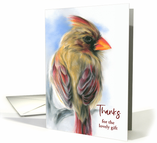 Custom Thank You for Gift Cardinal Female Redbird Pastel card