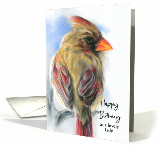 Custom Birthday for Her Cardinal Female Redbird Pastel Art card
