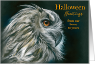 Personalized Halloween from Our Home to Yours Owl Portrait card