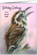 Custom Birthday for Her Carolina Wren Pastel Bird Art card