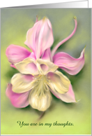 Custom Thinking of You Pink Columbine Flower Pastel Art card