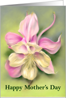 Mothers Day Pink Columbine Flower Pastel Art card
