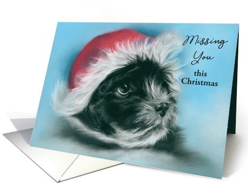Custom Missing You this Christmas Black Puppy Dog Santa... (1649144)