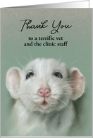 Personalized Thank You Veterinarian Sweet White Rat Pet Portrait card