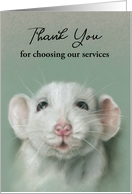 Personalized Thank You to Animal Care Client Sweet White Rat Portrait card