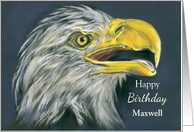 Custom Name Birthday Bald Eagle with Open Beak Profile Portrait Art card
