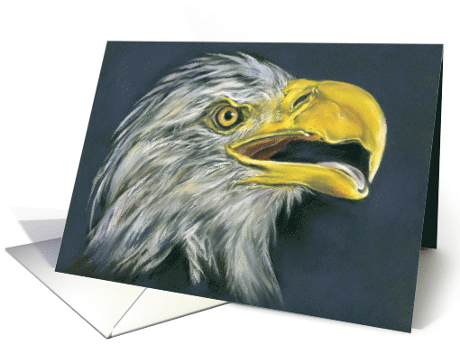 Any Occasion Bald Eagle with Open Beak Profile Portrait Art Blank card