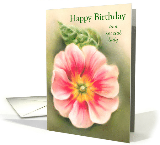 Custom Birthday for Her Pink and Red Primrose with Leaf... (1656152)