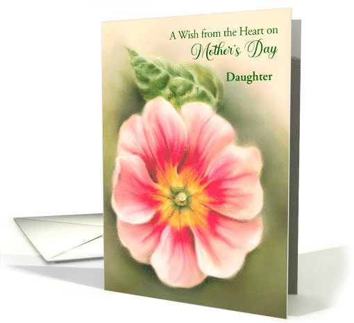 Mothers Day Daughter Pink and Red Primrose with Leaf Custom card