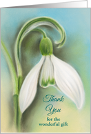 Custom Thank You for Gift Snowdrop White Flower Pastel Art card