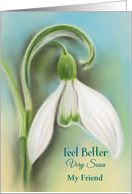 Personalized Get Well Friend Snowdrop White Flower Pastel Art card