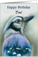 Custom Birthday for Relative Dad Blue Jay Bird Portrait Art card
