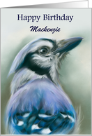 Personalized Name Birthday Blue Jay Bird Portrait Pastel Art card