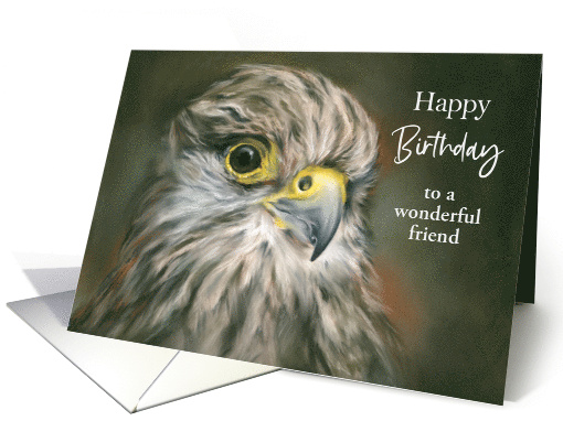 Custom Birthday for Friend Kestrel Falcon Bird Art card (1659472)