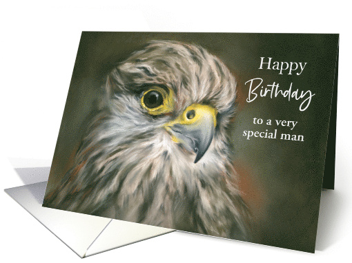 Custom Birthday for Him Kestrel Falcon Bird of Prey Art card (1659474)