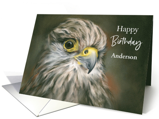 Personalized Name Birthday Kestrel Falcon Bird Art card (1659476)