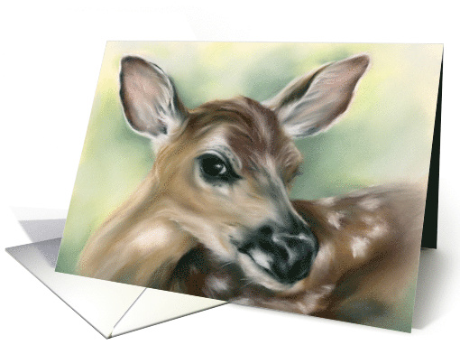 Any Occasion Fawn Young Deer Pastel Wildlife Art card (1660920)