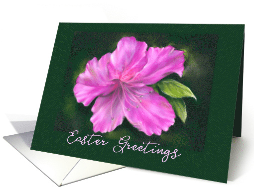 Easter Greetings Vivid Pink Azalea Flower Pastel Art card (1662236)