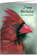 Personalized Birthday for Friend Red Male Cardinal Pastel Art card