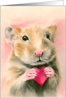 Any Occasion Adorable Hamster with Heart Pastel Pet Art Blank card