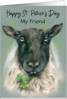 Personalized Friend St Patricks Day Whimsical Sheep with Shamrocks card