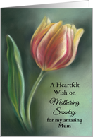 Personalized Mothering Sunday for Mum Red and Yellow Tulip Pastel Art card