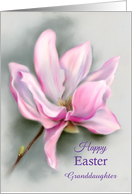 Custom Relative Easter Granddaughter Pink Magnolia Flower Pastel Art card